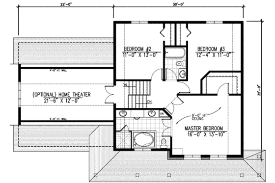 Floor Plan - Upper Floor for Traditional House Plan #138-109 - 3 bed, 2.5 bath