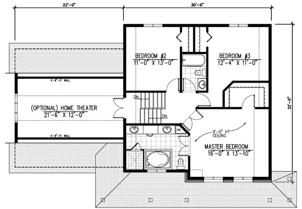 Traditional Floor Plan - Upper Floor Plan #138-109
