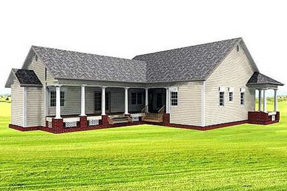 Exterior - Rear Elevation for Country House Plan #44-121 - 3 bed, 2.5 bath