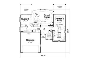 Floor Plan - Main Floor for European House Plan #20-2068 - 2 bed, 2 bath