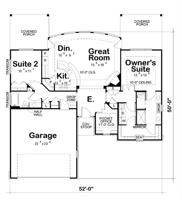 Home Plan - European Floor Plan - Main Floor Plan #20-2068