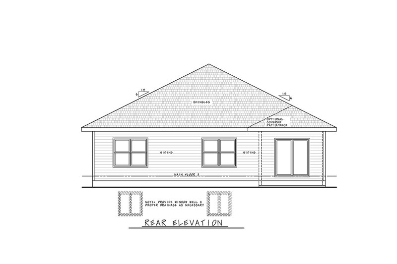 Architectural House Design - Exterior - Rear Elevation for Traditional House Plan #20-2350 - 3 bed, 2 bath