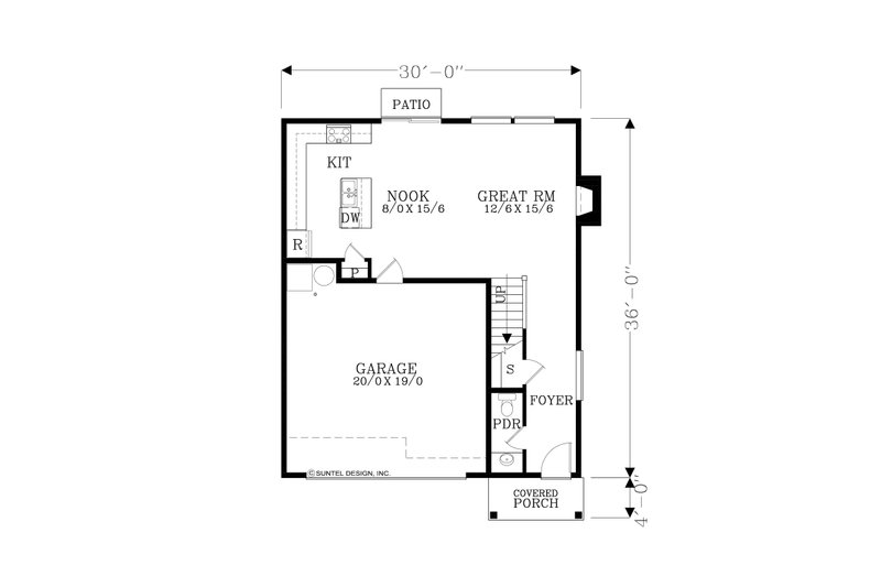 House Design - Floor Plan - Main Floor for Craftsman House Plan #53-712 - 3 bed, 2.5 bath
