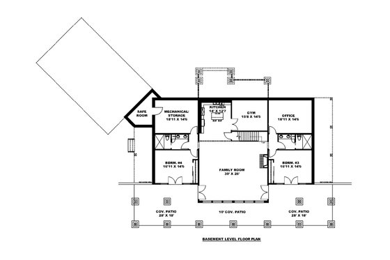 Floor Plan - Lower Floor for Contemporary House Plan #117-979 - 4 bed, 4 bath