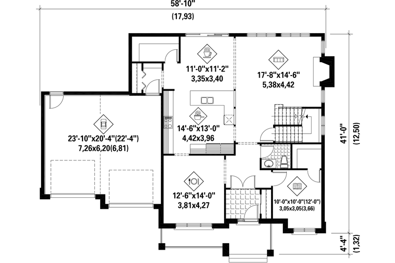 Dream House Plan - Floor Plan - Main Floor for Traditional House Plan #25-4499 - 3 bed, 2 bath