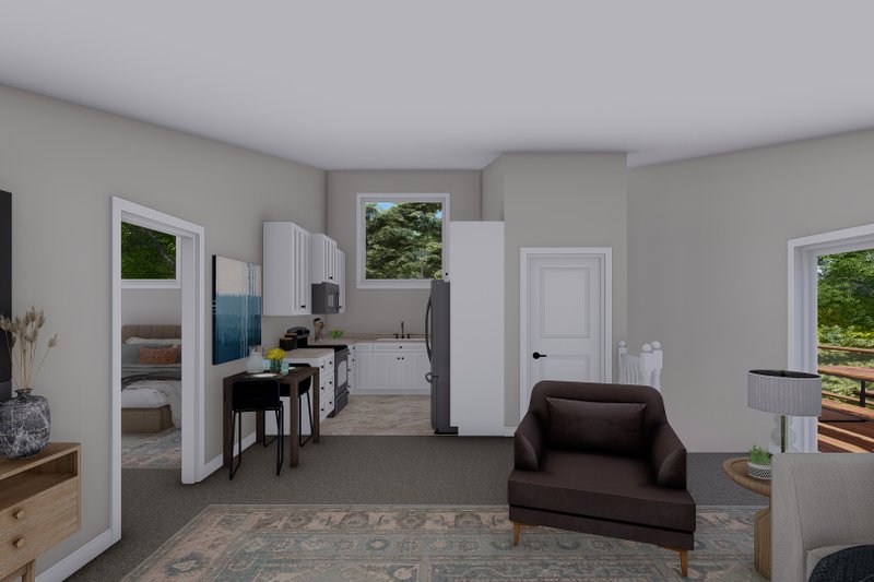 House Blueprint - Interior - Family Room for Modern House Plan #1060-155 - 1 bed, 1.5 bath
