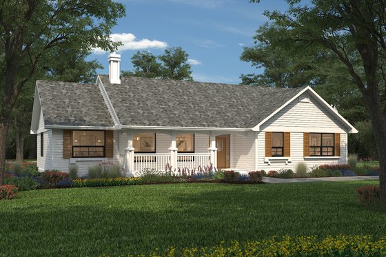 Exterior - Front Elevation 3 for Ranch House Plan #427-9 - 3 bed, 3 bath