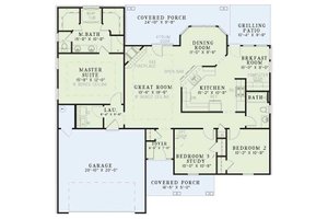 Floor Plan - Main Floor for Traditional House Plan #17-116 - 3 bed, 2 bath