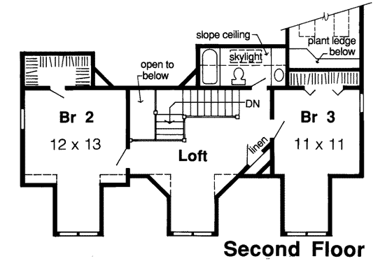 Floor Plan - Upper Floor for Country House Plan #312-301 - 3 bed, 2.5 bath