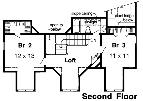Floor Plan - Upper Floor for Country House Plan #312-301 - 3 bed, 2.5 bath