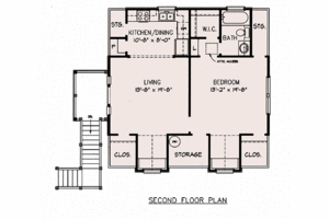Floor Plan - Upper Floor for Cottage House Plan #140-132 - 1 bed, 1 bath