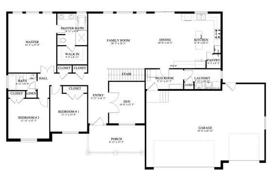 Floor Plan - Main Floor for Traditional House Plan #1060-67 - 3 bed, 2 bath