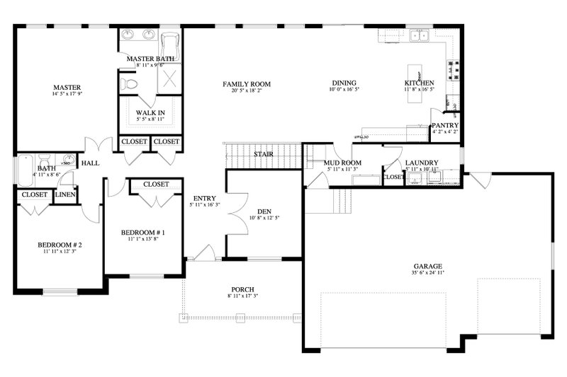 House Design - Floor Plan - Main Floor for Traditional House Plan #1060-67 - 3 bed, 2 bath