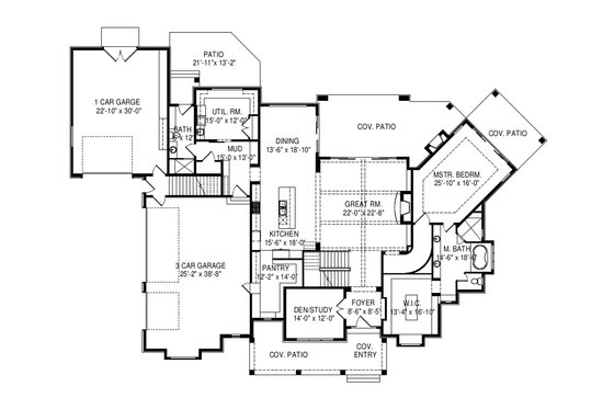 Floor Plan - Main Floor for Craftsman House Plan #920-96 - 6 bed, 7.5 bath