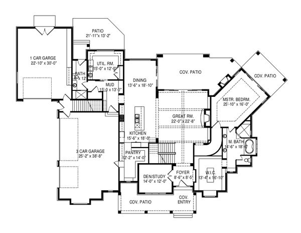 Craftsman Floor Plan - Main Floor Plan #920-96
