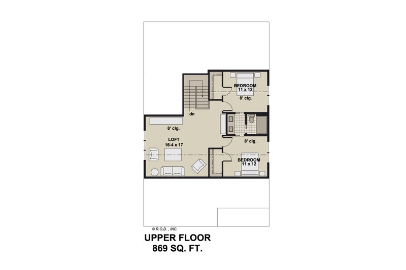 House Design - Floor Plan - Upper Floor for Craftsman House Plan #51-1338 - 4 bed, 3 bath