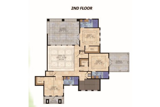Floor Plan - Upper Floor for Contemporary House Plan #548-65 - 4 bed, 4.5 bath