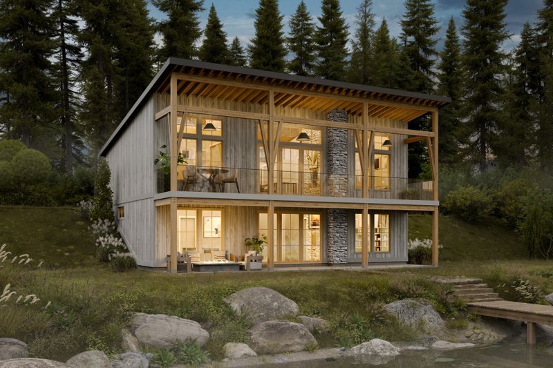 House Plan Design - Cabin Exterior - Rear Elevation Plan #1114-35