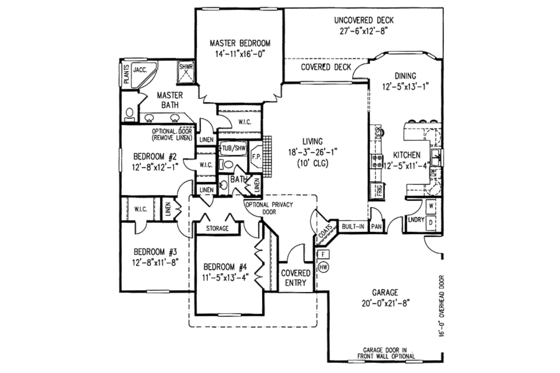 Floor Plan - Main Floor for Traditional House Plan #11-111 - 4 bed, 2 bath