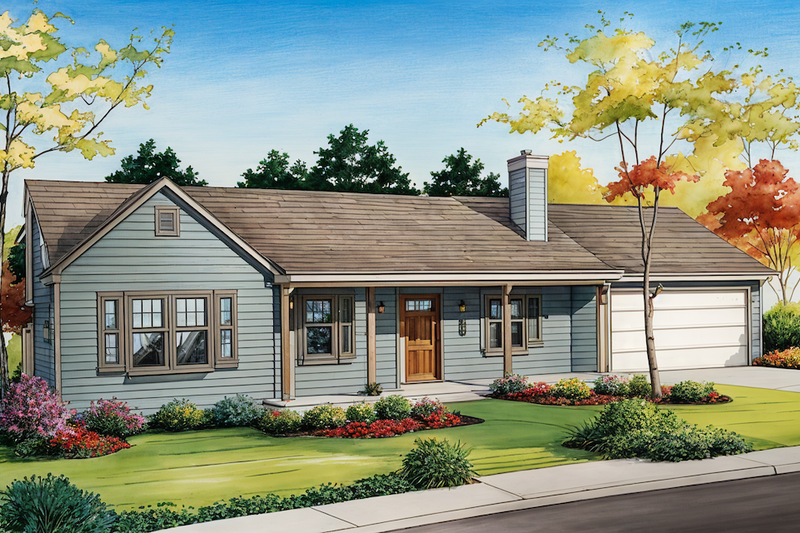 House Blueprint - Ranch Exterior - Front Elevation Plan #30-353