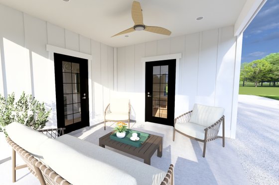 Exterior - Covered Porch 1 for Farmhouse House Plan #126-296 - 1 bed, 1 bath