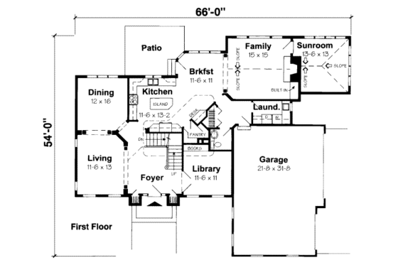 Floor Plan - Main Floor for Traditional House Plan #312-390 - 3 bed, 2.5 bath