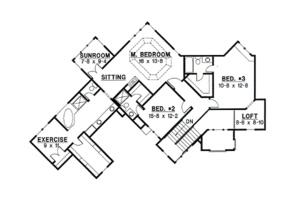 Floor Plan - Upper Floor for European House Plan #67-574 - 3 bed, 3.5 bath
