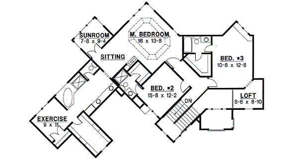 European Floor Plan - Upper Floor Plan #67-574