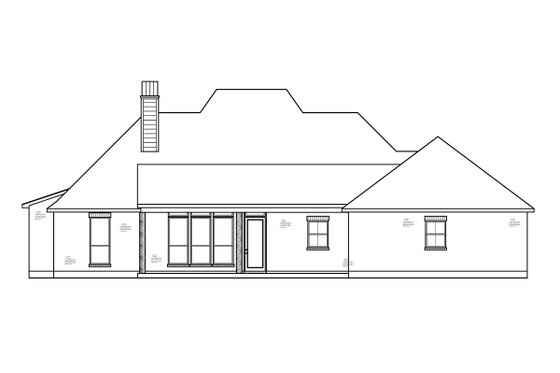 Exterior - Rear Elevation for Southern House Plan #1074-37 - 4 bed, 2.5 bath