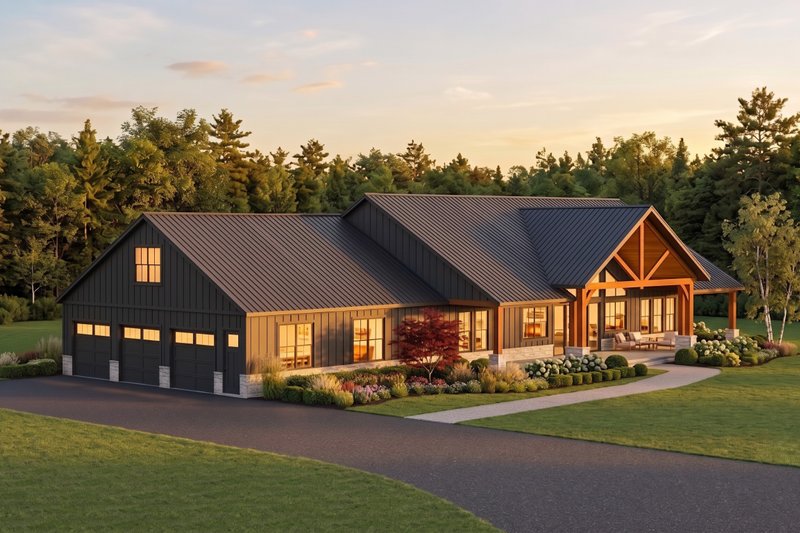 House Plan Design - Exterior - Rear Elevation for Barndominium House Plan #1089-78 - 3 bed, 3.5 bath