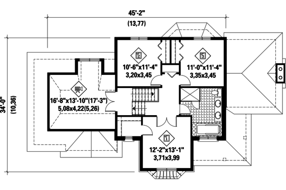 Floor Plan - Upper Floor for Traditional House Plan #25-4560 - 3 bed, 1 bath