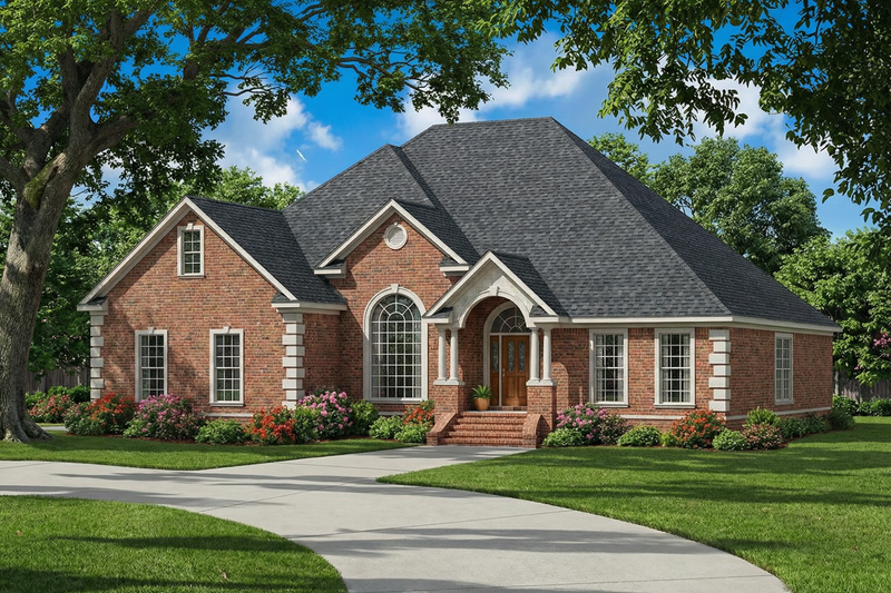 European Style House Plan - 4 Beds 3 Baths 2486 Sq/Ft Plan #17-530 Exterior