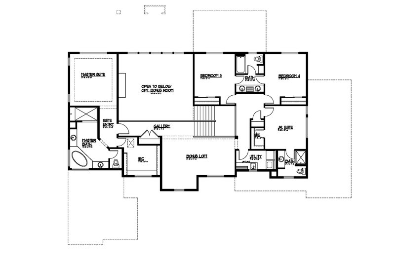 House Blueprint - Floor Plan - Upper Floor for Traditional House Plan #569-68 - 5 bed, 4.5 bath