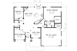 Floor Plan - Main Floor for Adobe / Southwestern House Plan #1-314 - 3 bed, 2 bath