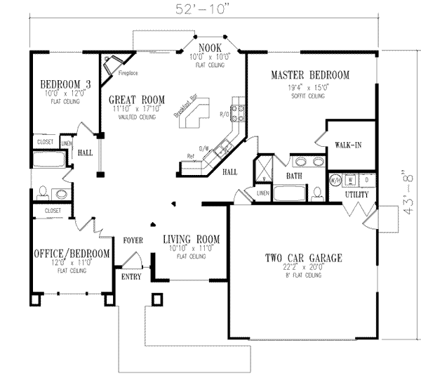Adobe / Southwestern Floor Plan - Main Floor Plan #1-314