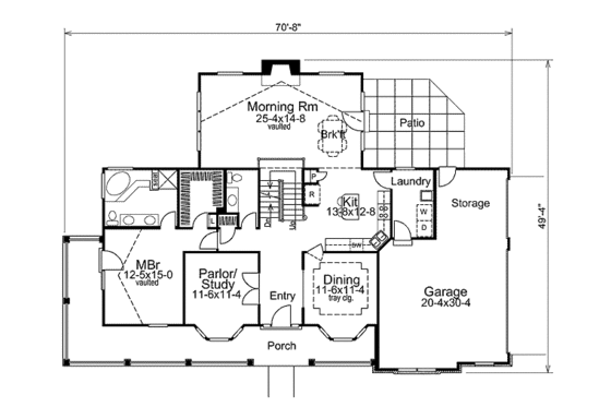 Floor Plan - Main Floor for Traditional House Plan #57-306 - 4 bed, 2.5 bath