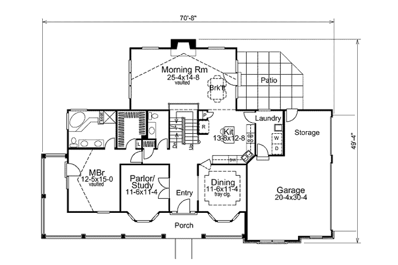 Home Plan - Floor Plan - Main Floor for Traditional House Plan #57-306 - 4 bed, 2.5 bath