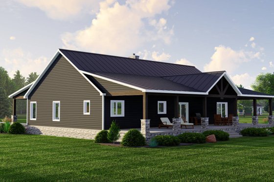 Exterior - Rear Elevation for Ranch House Plan #1064-254 - 3 bed, 2 bath