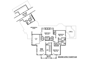 Floor Plan - Upper Floor for Southern House Plan #81-1305 - 5 bed, 4 bath
