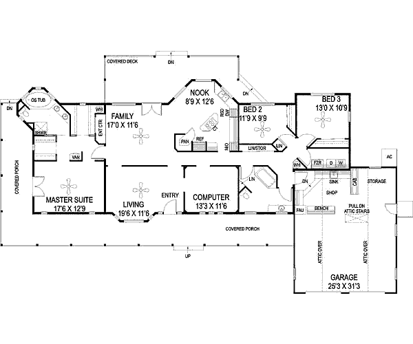 House Design - Country Floor Plan - Main Floor Plan #60-653