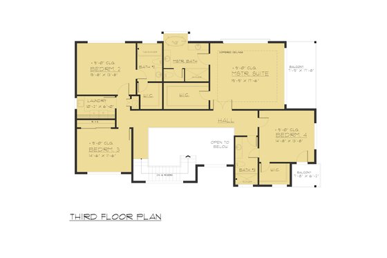 Floor Plan - Upper Floor for Modern House Plan #1066-84 - 5 bed, 5.5 bath