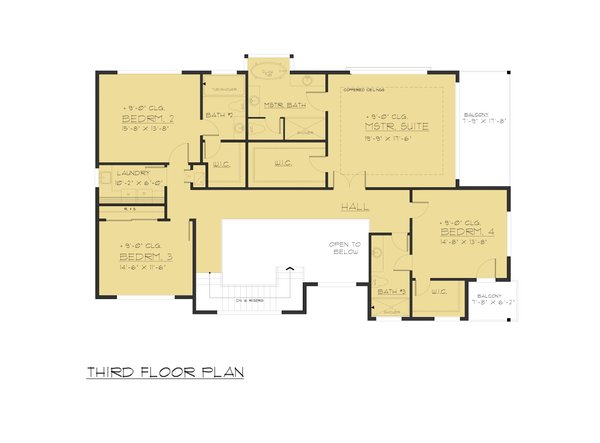 Modern Floor Plan - Upper Floor Plan #1066-84