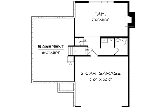 Floor Plan - Lower Floor for Traditional House Plan #70-651 - 3 bed, 2 bath