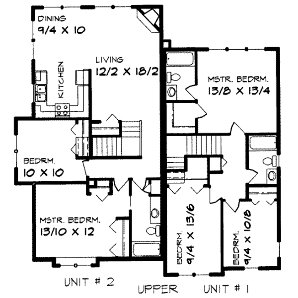 Traditional Floor Plan - Upper Floor Plan #303-375