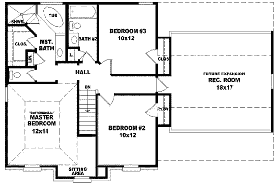 Floor Plan - Upper Floor for European House Plan #81-659 - 3 bed, 2.5 bath