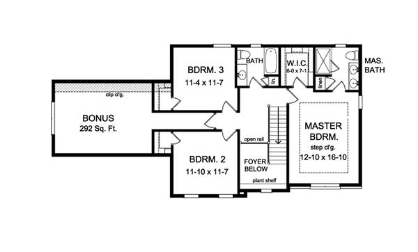 Architectural House Design - Colonial Floor Plan - Upper Floor Plan #1010-208