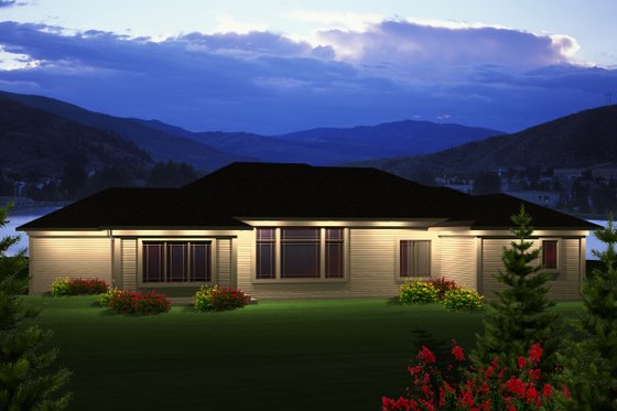Exterior - Rear Elevation for Ranch House Plan #70-1120 - 3 bed, 2 bath