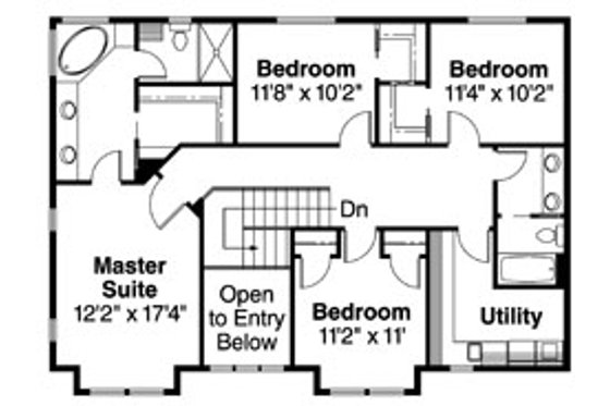 Floor Plan - Upper Floor for Craftsman House Plan #124-712 - 4 bed, 2.5 bath