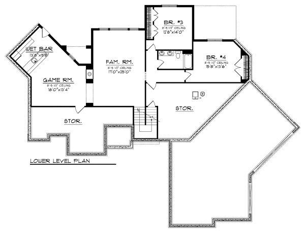 Craftsman Floor Plan - Lower Floor Plan #70-1130
