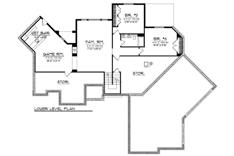 House Design - Floor Plan - Lower Floor for Craftsman House Plan #70-1130 - 4 bed, 3.5 bath